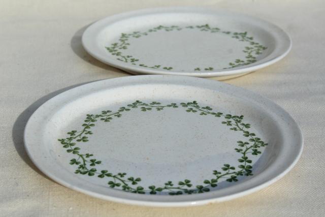 photo of Brendan Erin stoneware salad plates, vintage Arklow Ireland pottery Irish shamrock clover #5