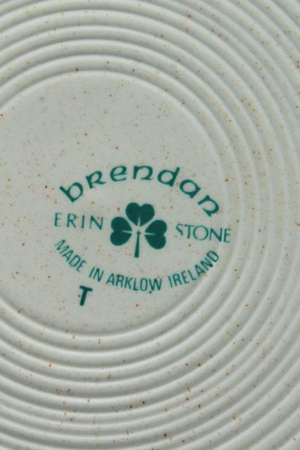 photo of Brendan Erin stoneware salad plates, vintage Arklow Ireland pottery Irish shamrock clover #7