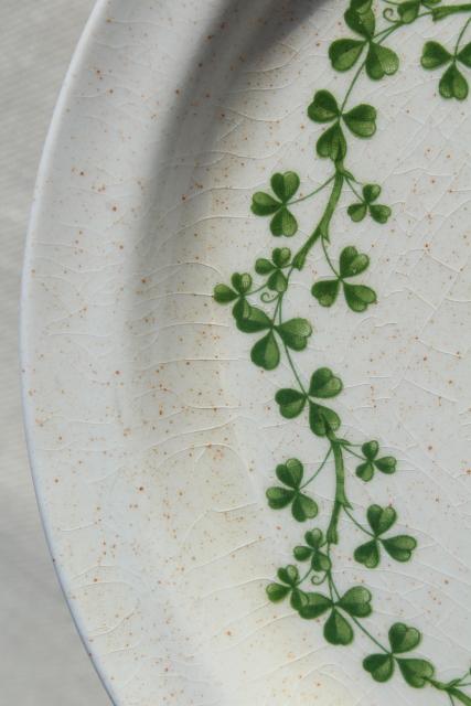 photo of Brendan Erin stoneware salad plates, vintage Arklow Ireland pottery Irish shamrock clover #8