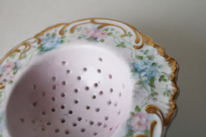 photo of Bridgerton style tea table decor, fancy vintage hand painted china tea strainer  #2
