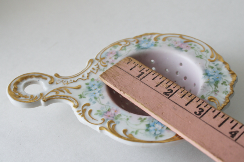 photo of Bridgerton style tea table decor, fancy vintage hand painted china tea strainer  #5