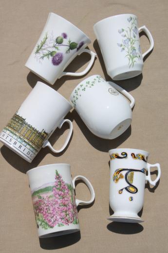 photo of British Isles coffee cups & tea mugs, lot of Scots & Irish porcelain souvenir china #1
