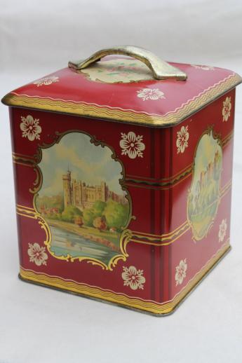 photo of British castles biscuit tin, vintage tin canister from sweets or shortbread #1