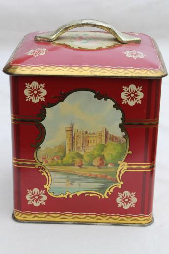 photo of British castles biscuit tin, vintage tin canister from sweets or shortbread #2