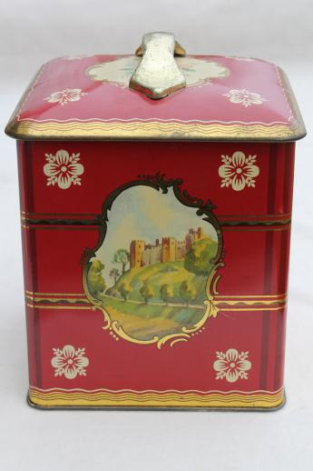 photo of British castles biscuit tin, vintage tin canister from sweets or shortbread #3