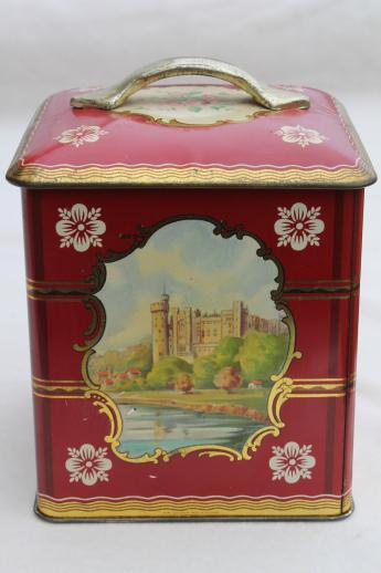 photo of British castles biscuit tin, vintage tin canister from sweets or shortbread #4