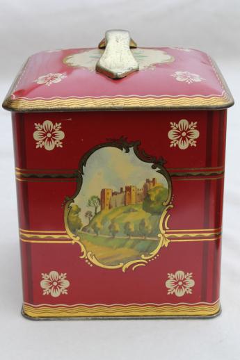 photo of British castles biscuit tin, vintage tin canister from sweets or shortbread #5