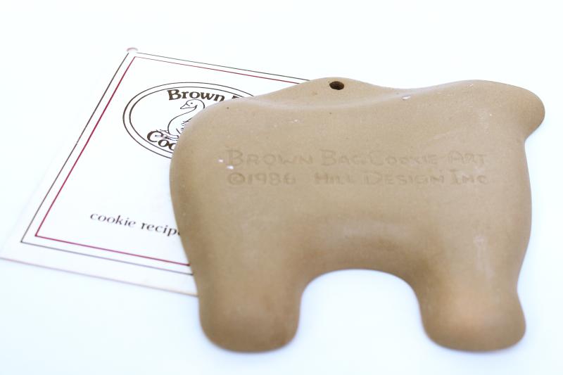 photo of Brown Bag cow cookie mold, stoneware mold w/ original vintage recipe booklet #2