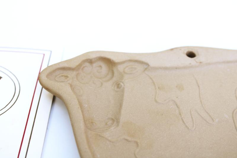 photo of Brown Bag cow cookie mold, stoneware mold w/ original vintage recipe booklet #3