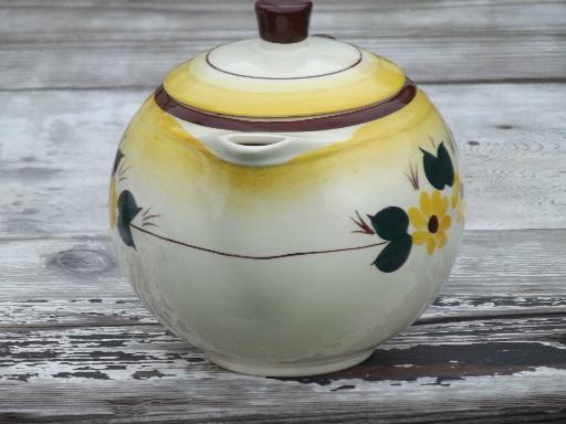 photo of Brown Eyed Susan  china teapot, hand-painted Vernon Kilns Vernonware #2