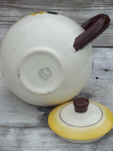photo of Brown Eyed Susan  china teapot, hand-painted Vernon Kilns Vernonware #6