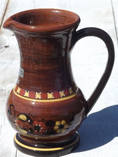 photo of Brown Swiss cow butter plate and milk pitcher, Kohler Biel pottery Switzerland #6