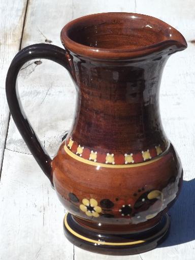 photo of Brown Swiss cow butter plate and milk pitcher, Kohler Biel pottery Switzerland #8