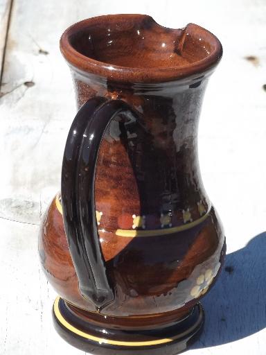 photo of Brown Swiss cow butter plate and milk pitcher, Kohler Biel pottery Switzerland #9