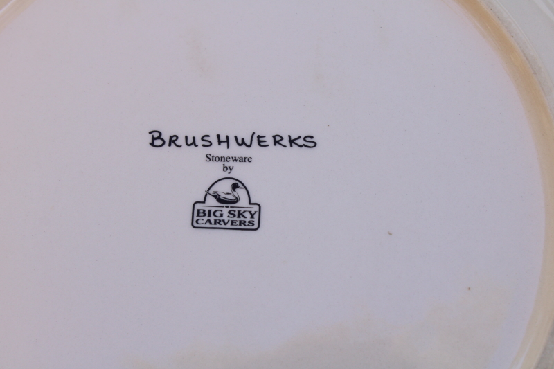 photo of Brushwerks bear pattern dinner plates Big Sky Carvers stoneware pottery made in Canada #3