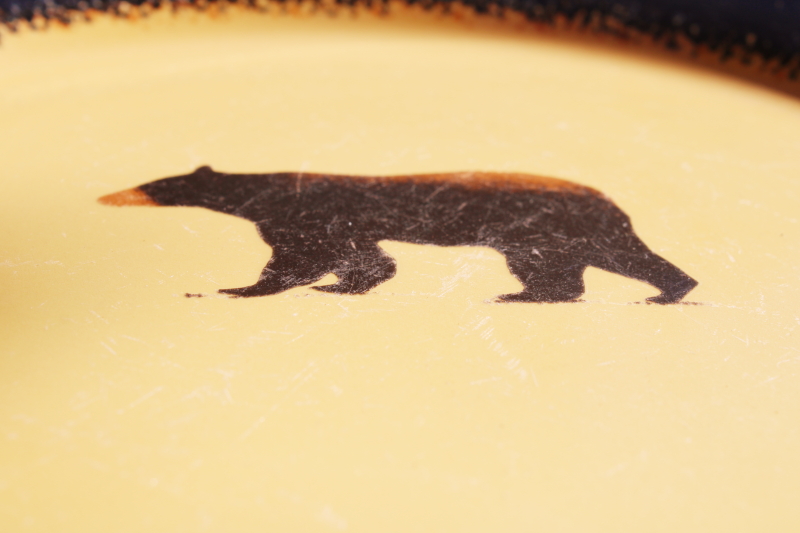 photo of Brushwerks bear pattern dinner plates Big Sky Carvers stoneware pottery made in Canada #5