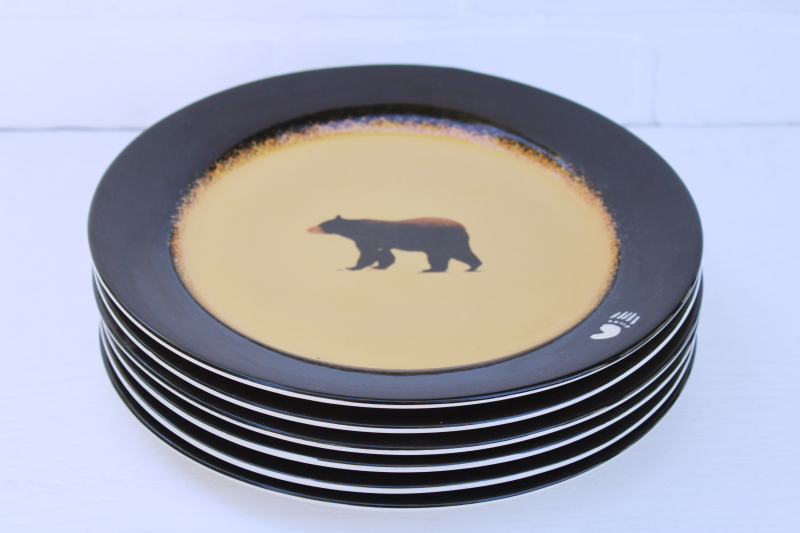 photo of Brushwerks bear pattern dinner plates Big Sky Carvers stoneware pottery made in Canada #8