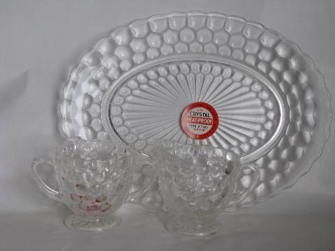 photo of Bubble pattern vintage depression glass set for 8, original Fire-King labels #3