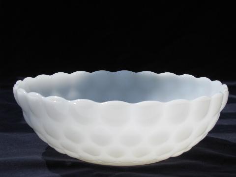 photo of Bubble pattern white milk glass bowl, vintage Anchor Hocking #1