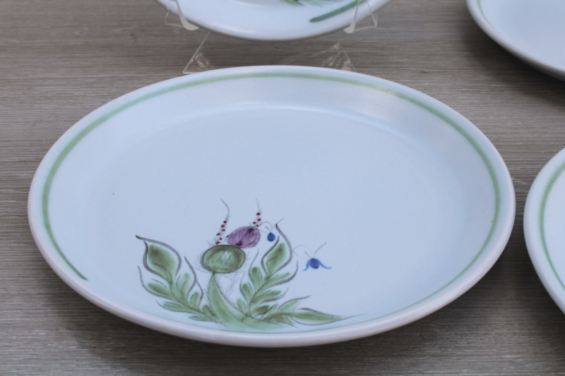 photo of Buchan thistle ware vintage hand painted stoneware dinner plates made in Scotland #3