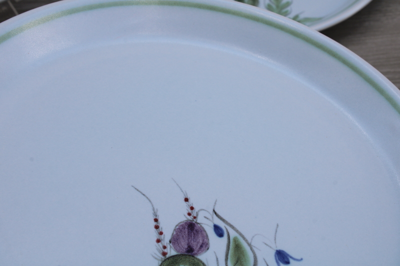 photo of Buchan thistle ware vintage hand painted stoneware dinner plates made in Scotland #4