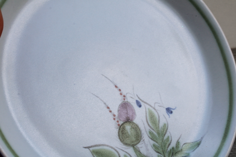 photo of Buchan thistle ware vintage hand painted stoneware dinner plates made in Scotland #10