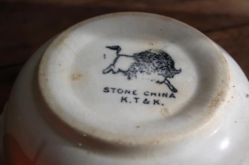 photo of Buffalo back stamp antique vintage Knowles Taylor ironstone china bowl #2