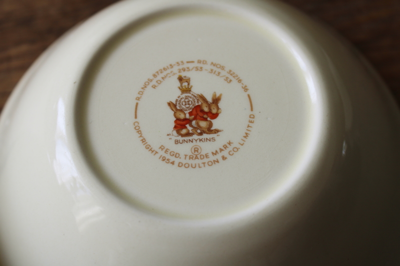 photo of Bunnykins Royal Doulton china, vintage plates, bowls, mugs six different bunny scenes  #2