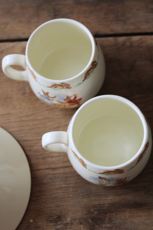 photo of Bunnykins Royal Doulton china, vintage plates, bowls, mugs six different bunny scenes  #4