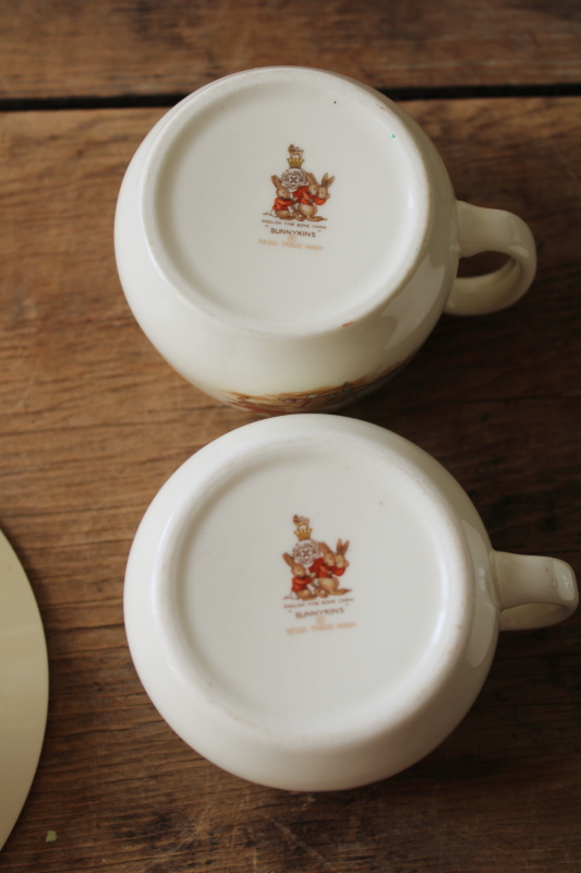 photo of Bunnykins Royal Doulton china, vintage plates, bowls, mugs six different bunny scenes  #5
