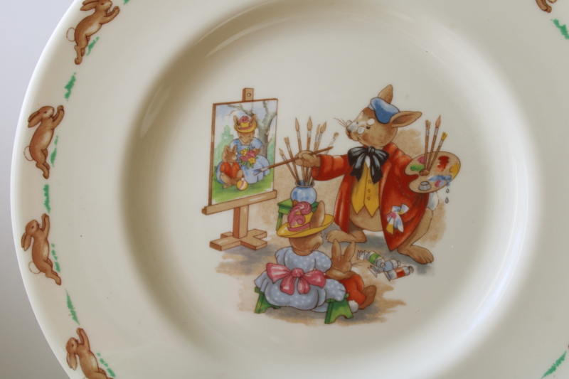 photo of Bunnykins Royal Doulton china, vintage plates, bowls, mugs six different bunny scenes  #11