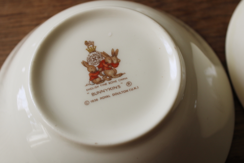 photo of Bunnykins Royal Doulton china, vintage plates, bowls, mugs six different bunny scenes  #14