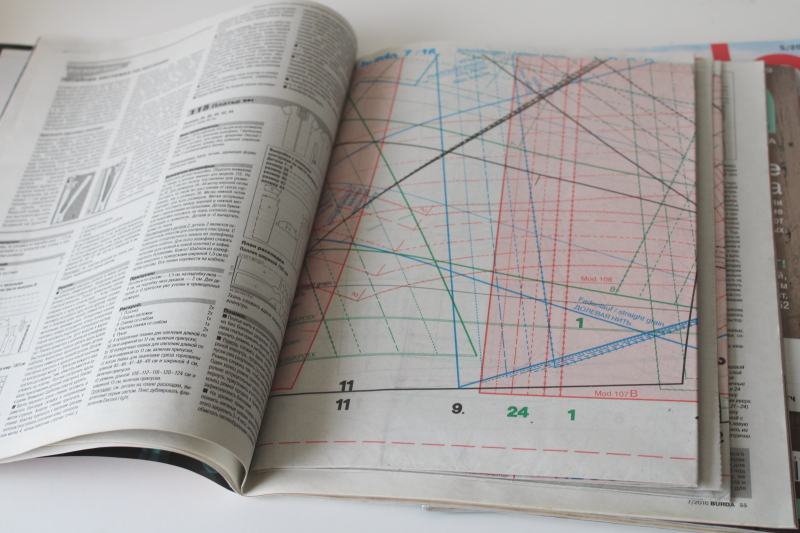 photo of Burda Russian language sewing patterns magazines lot, complete multi size pattern pullouts  #7