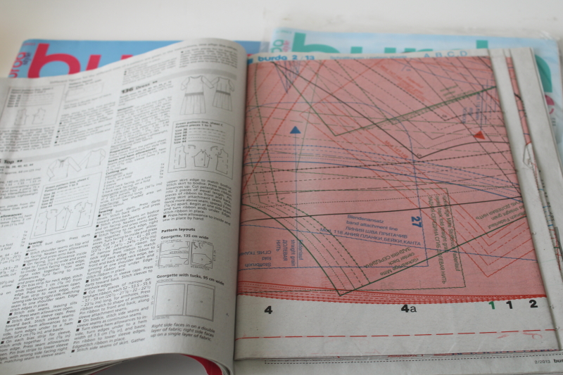 photo of Burda sewing patterns magazines lot, multi size pattern pullouts, spring summer 2013  #6