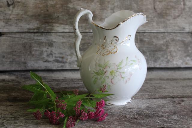 photo of Burford's porcelain vintage water pitcher circa 1900, Victorian transferware china #1