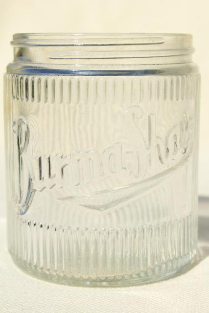 photo of Burma Shave vintage glass jar, Hazel Atlas glass bottle w/ embossed logo #1