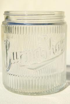 Burma Shave vintage glass jar, Hazel Atlas glass bottle w/ embossed logo