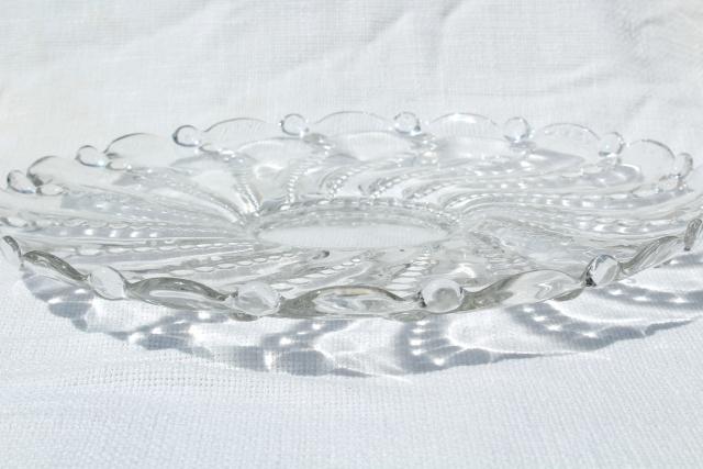 photo of Burple beaded swirl pattern torte cake plate, crystal clear vintage Anchor Hocking #3