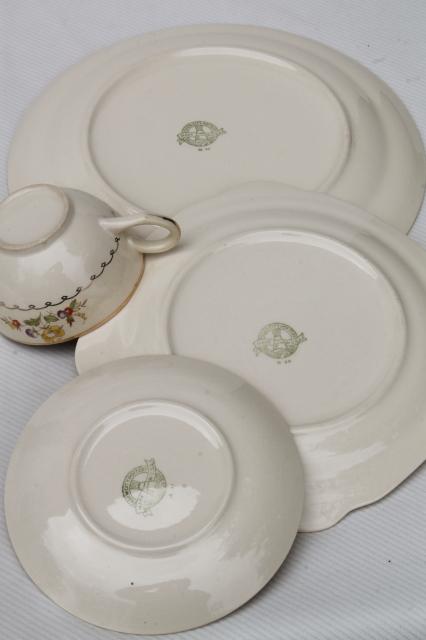 photo of Buttercup Paden City vintage china cups & saucers, square plates, dinner plates set #10