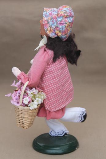 photo of Byers choice garden girl with rake and flowers, spring holiday caroler figurine #3