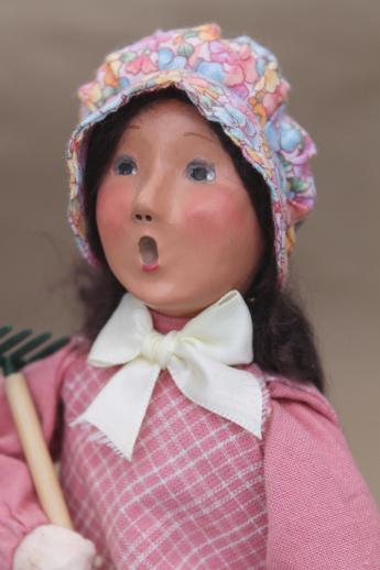 photo of Byers choice garden girl with rake and flowers, spring holiday caroler figurine #6