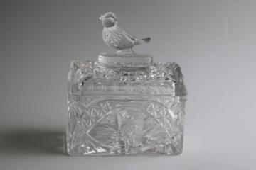 Byrdes Hofbauer crystal bird pattern trinket box, jewelry chest with lid 