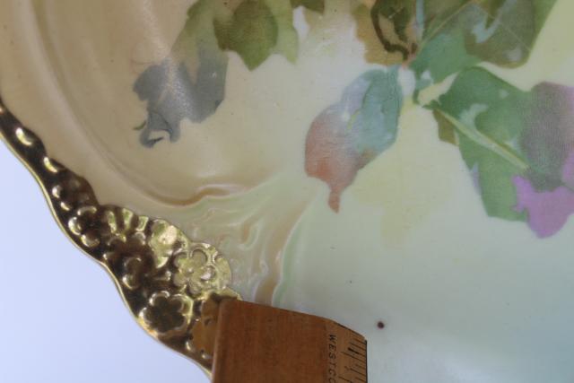 photo of C Wilms painted roses antique vintage china charger plate or large round tray #3