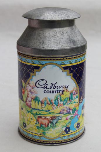 photo of Cadbury milk chocolate dairy milk can tin made in England, vintage Cadbury's advertising #1