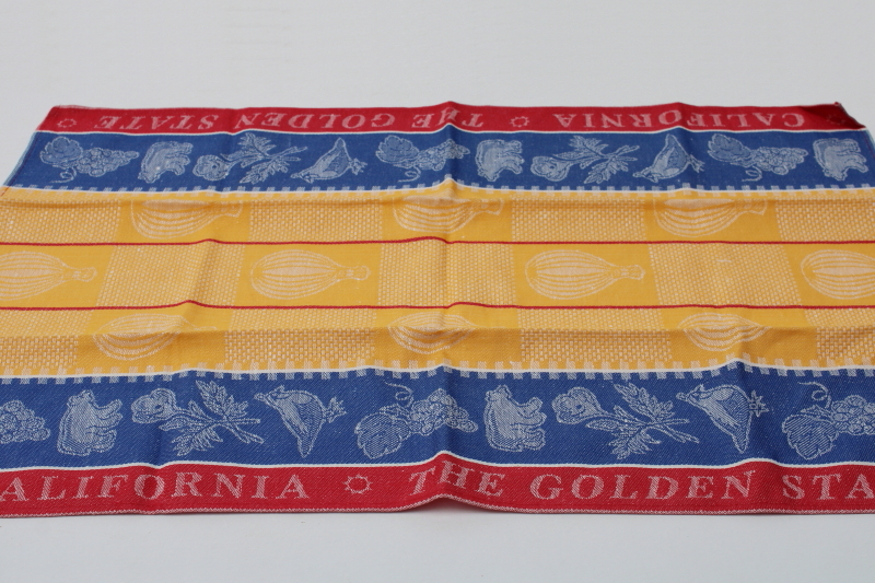 photo of California The Golden State unused vintage Kay Dee tea towel, woven linen cotton kitchen towel #1