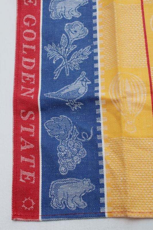 photo of California The Golden State unused vintage Kay Dee tea towel, woven linen cotton kitchen towel  #3
