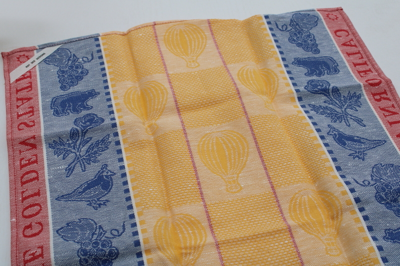 photo of California The Golden State unused vintage Kay Dee tea towel, woven linen cotton kitchen towel  #5