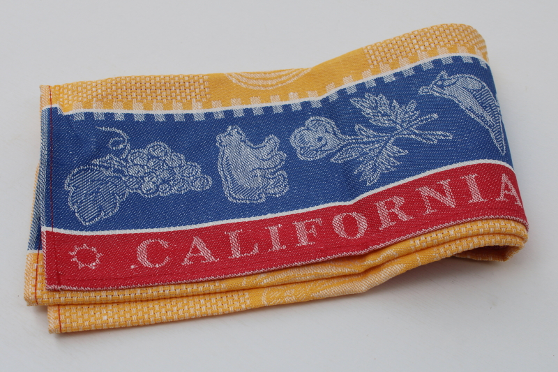 photo of California The Golden State unused vintage Kay Dee tea towel, woven linen cotton kitchen towel  #6