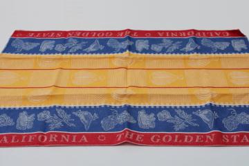 California The Golden State unused vintage Kay Dee tea towel, woven linen cotton kitchen towel 