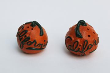 California oranges, 1950s vintage S&P shakers collectible souvenir from road trip travel days 